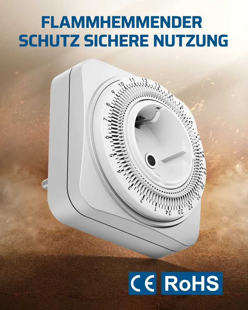 DEWENWILS 2er Set mechanische 24h Zeitschaltuhr Steckdose 3680W Timer