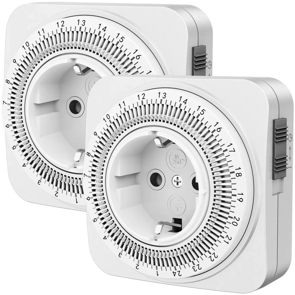 DEWENWILS 2er Set mechanische 24h Zeitschaltuhr Steckdose 3680W Timer