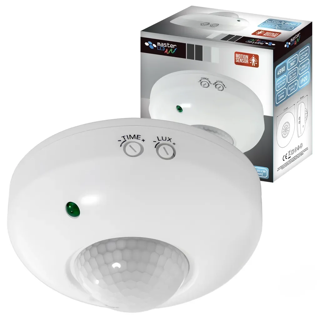 MasterLED PIR Deckenbewegungsmelder 360 Grad 220-240 V Weiß
