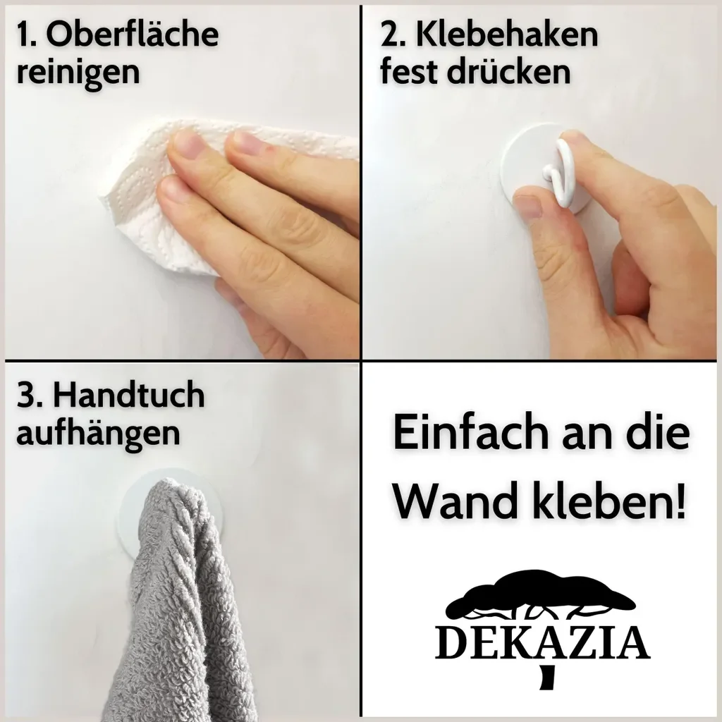 DEKAZIA 4er-Set selbstklebende Rundhaken für Decke und Wand weiß