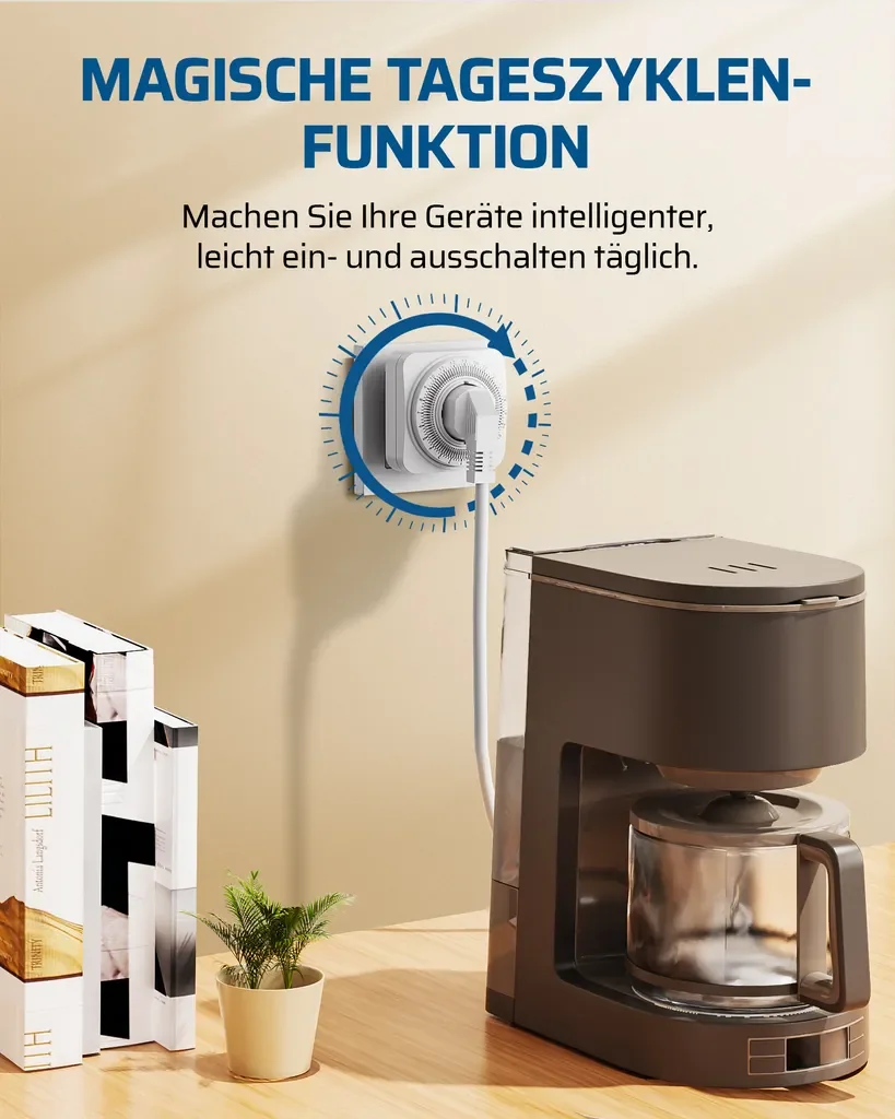 DEWENWILS 2er Set mechanische 24h Zeitschaltuhr Steckdose 3680W Timer