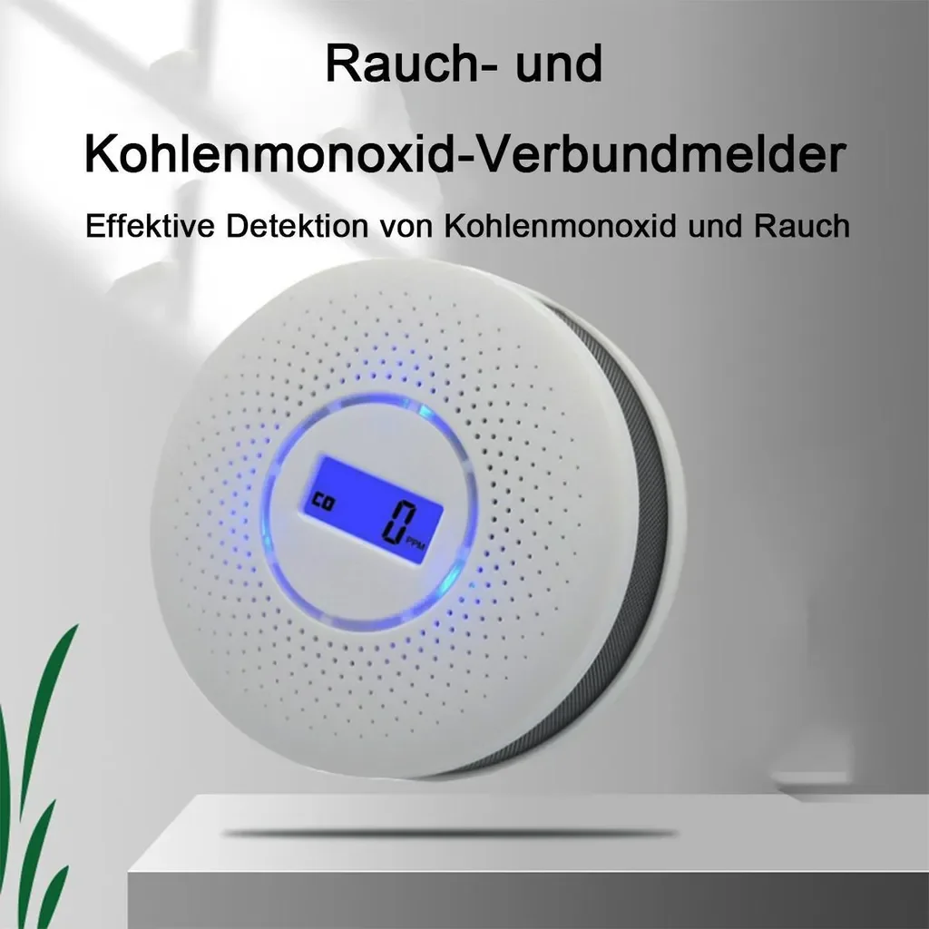 Slyrun 2-in-1 Rauch- & CO-Melder mit Kohlenmonoxid-Alarm