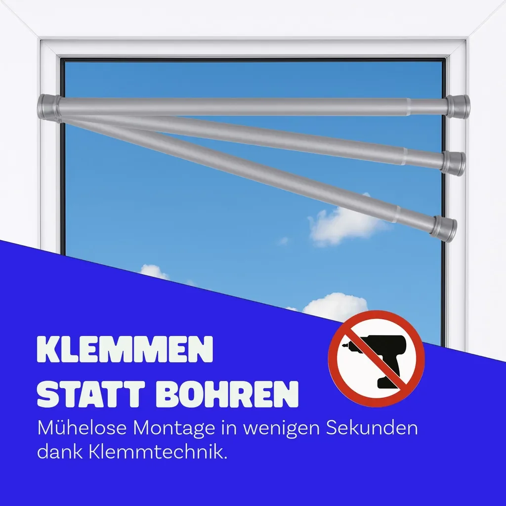Bestlivings Klemmstange 60-90 cm ohne Bohren ausziehbar Edelstahl