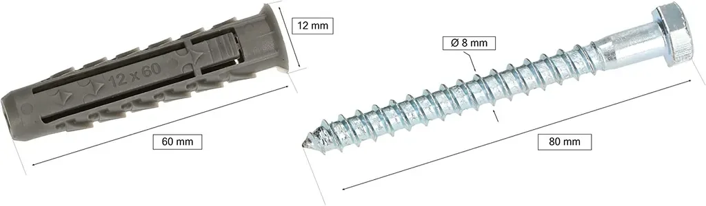 KOTARBAU Universaldübel mit Sechskantschraube 8 Stück 12x80 mm