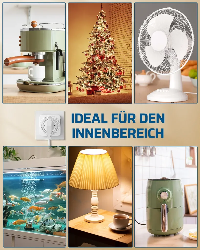 DEWENWILS 2er Set mechanische 24h Zeitschaltuhr Steckdose 3680W Timer