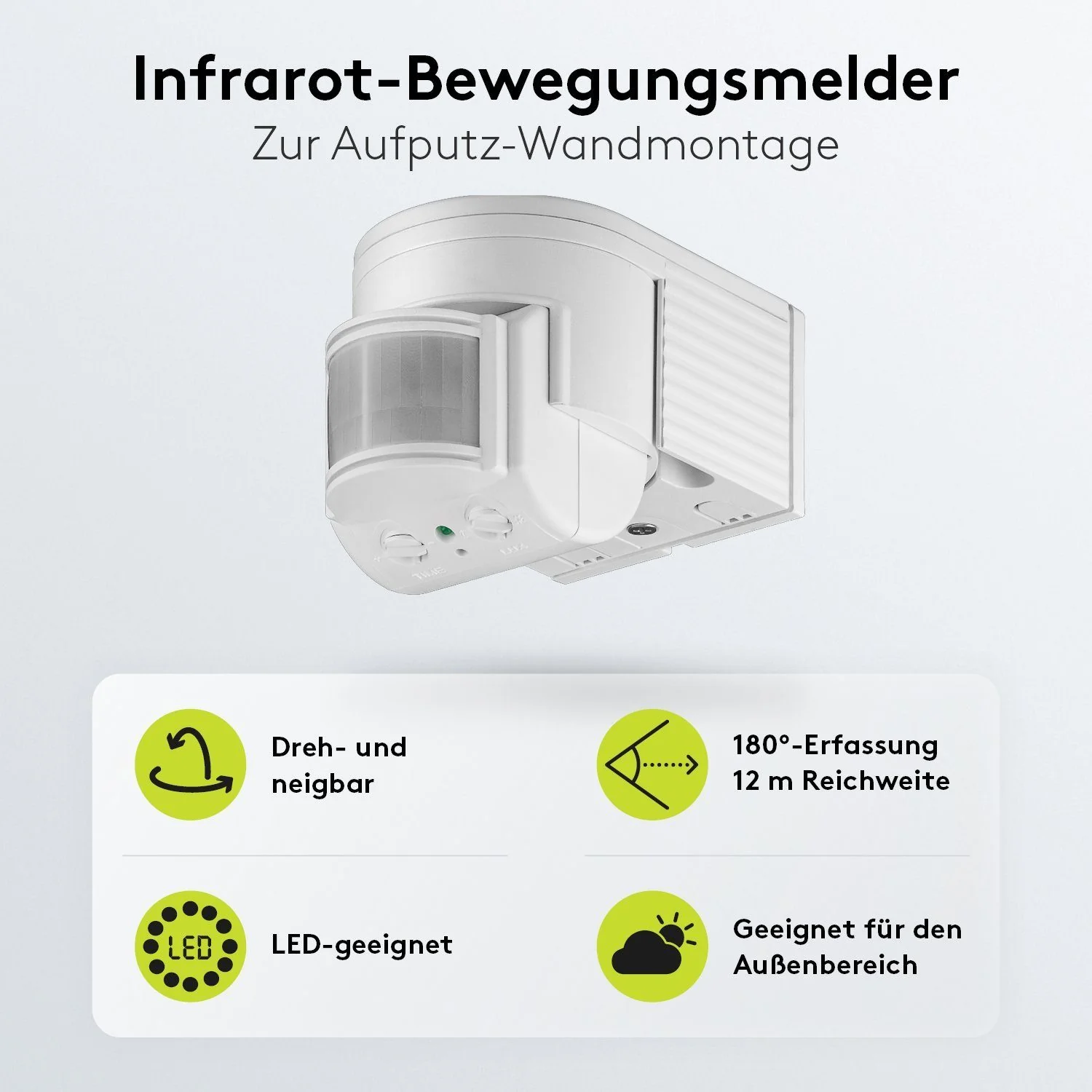 GOOBAY Bewegungsmelder Außen PIR 180 Grad Infrarot Sensor
