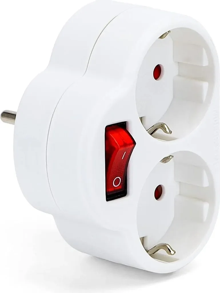 BENSON Steckdosenadapter 2-fach mit Schalter Schuko Zwischenstecker