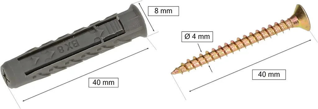 KOTARBAU Universaldübel mit Holzschrauben 20 Stück 8x40 mm