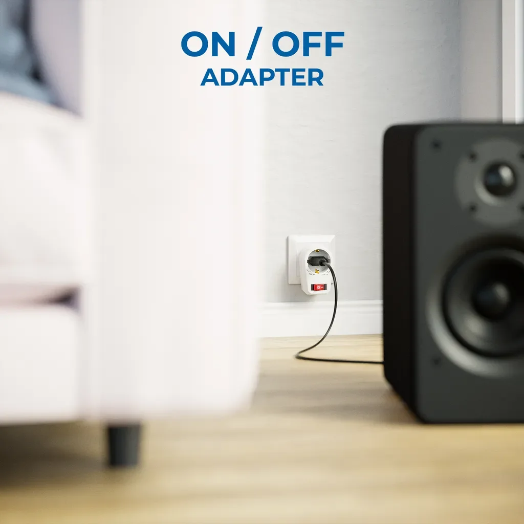 deleyCON Steckdosenadapter mit Schalter Schuko 16A 3680W Weiß