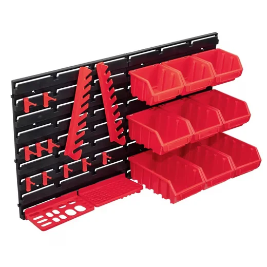 vidaXL Werkzeugbox für Kleinteile mit Wandplatten 34-tlg. Rot Schwarz