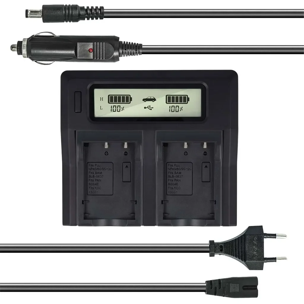 Akku-King Dual Akku-Ladegerät für Kodak K5001 USB LCD Kfz Schnellladen