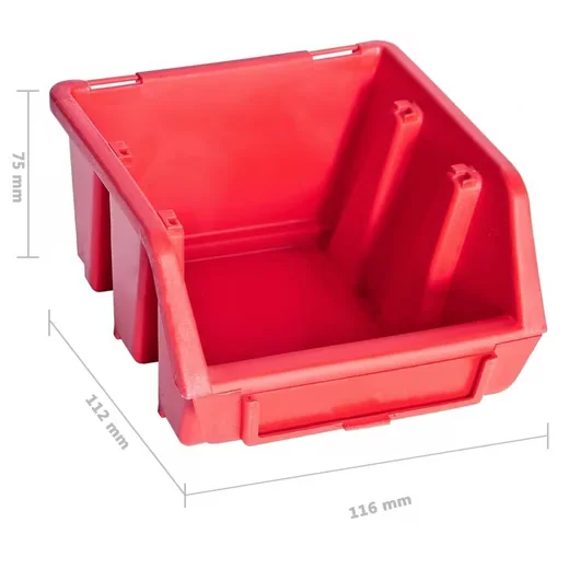 vidaXL Werkzeugbox für Kleinteile mit Wandplatten 34-tlg. Rot Schwarz