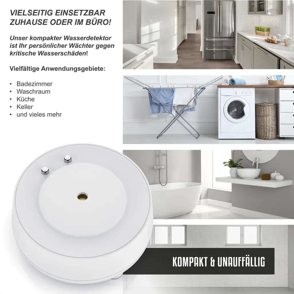 BEARWARE Wassermelder IP66 mit 110 dB Alarm, batteriebetrieben