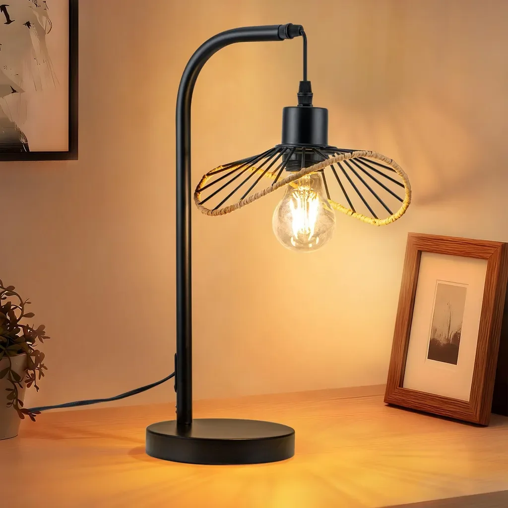 ZMH Vintage Tischlampe E27 mit Kabel ohne Leuchtmittel