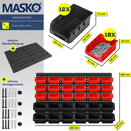 MASKO Stapelbox Aufbewahrungsbox stapelbar