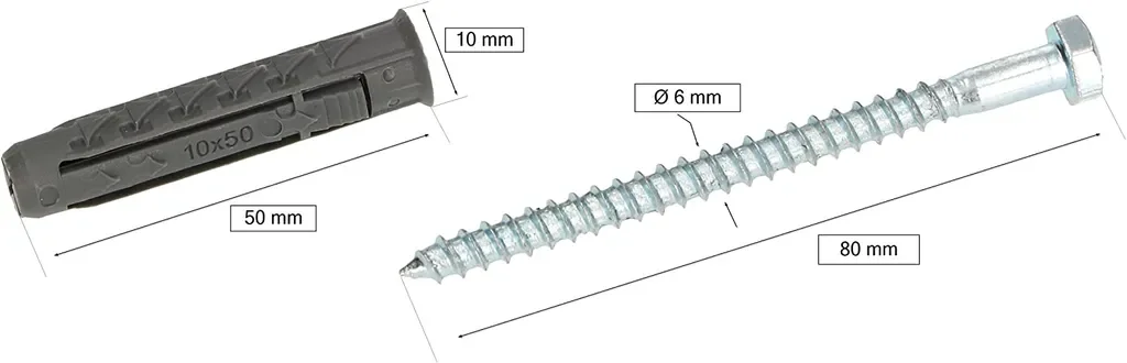 KOTARBAU Universaldübel 10x80 mm mit Sechskantschraube 15 Stk