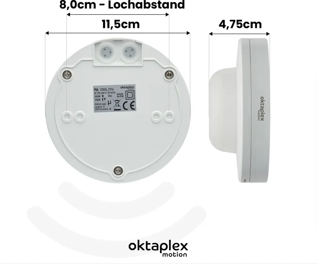 Oktaplex Präsenzmelder 360 Grad IP65 Deckenmelder Außen Innen 230V LED