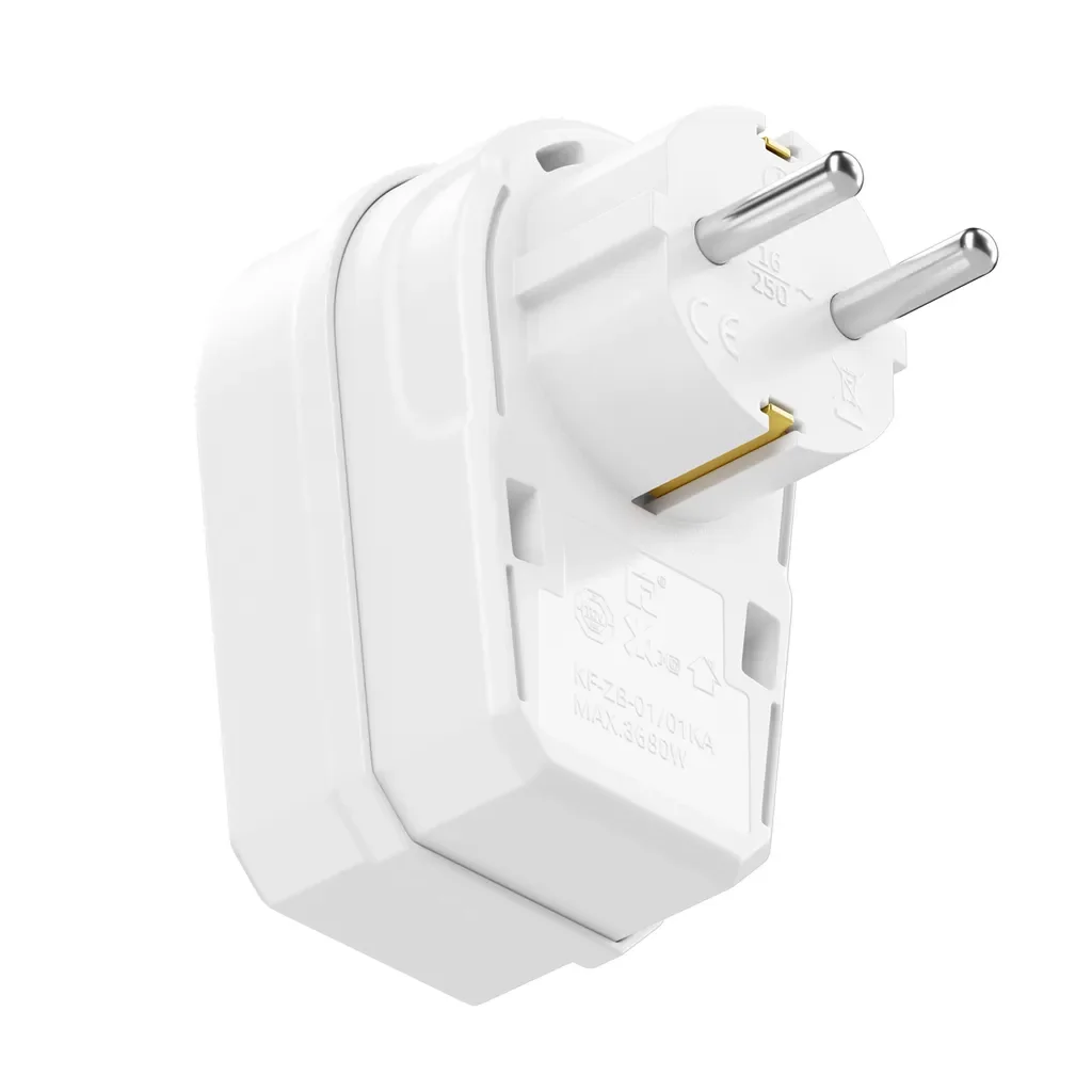 deleyCON Steckdosenadapter mit Schalter Schuko 16A 3680W Weiß