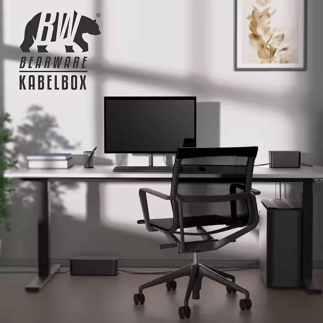 BEARWARE Kabelbox mit Gummifüßen Kabelmanagement Kabelordner Ladebox